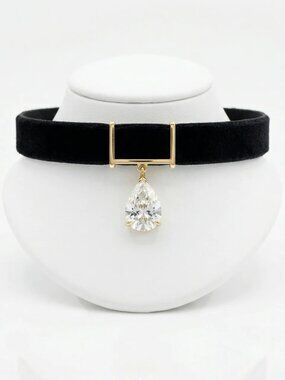 Teardrop Diamond 14K (18K Custom) White Gold Setting Pendant Necklace